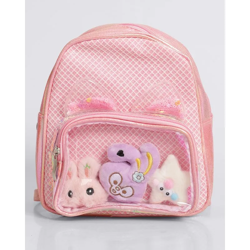 Mochila Infantil com Glitter e Ursos Interativos Rosa UN