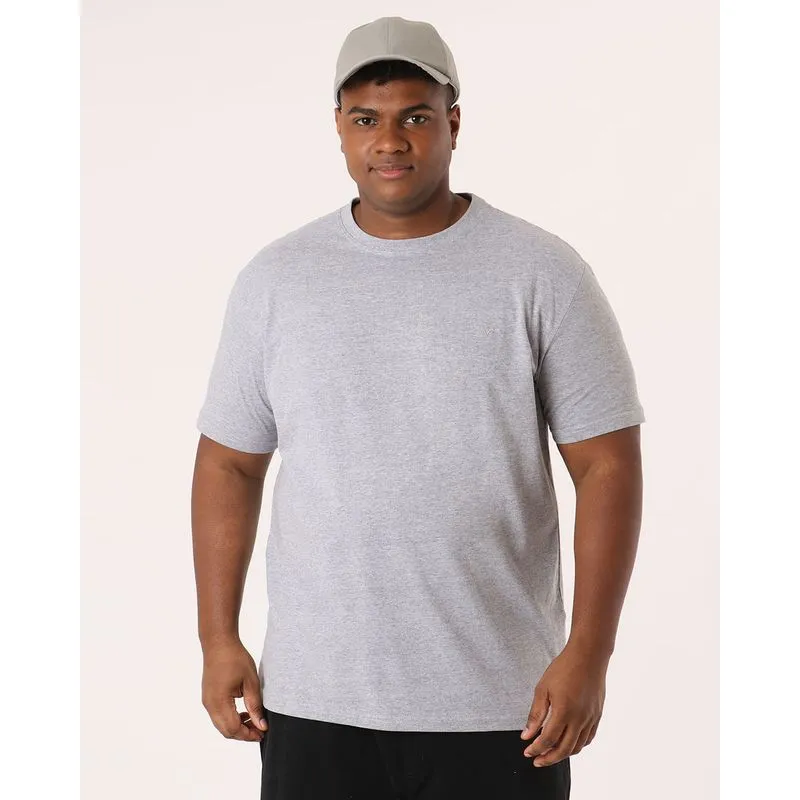 Camiseta Plus Size Masculina Manga Curta Cinza G4