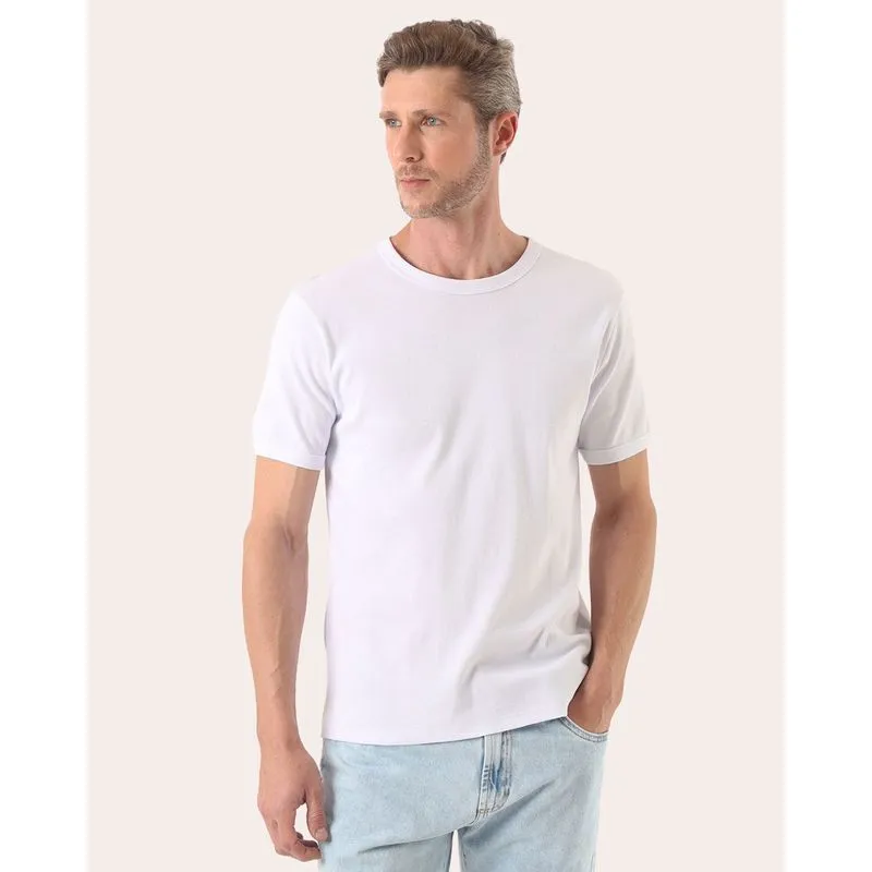 Camiseta Masculina Básica Canelada Branca XGG