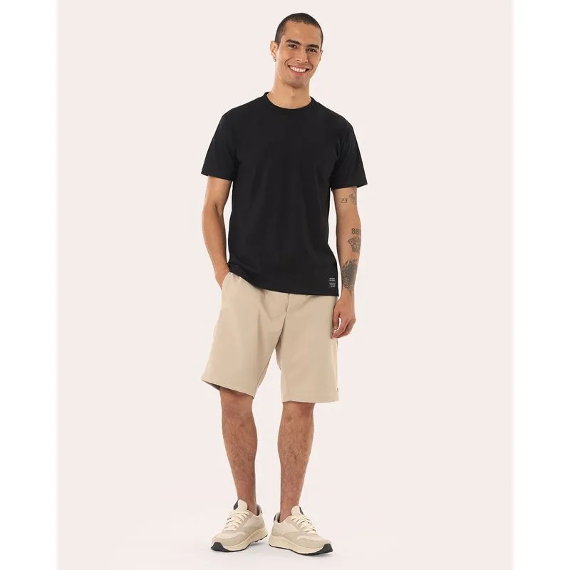 Bermuda Masculina Moletinho Reta com Bolsos Bege XGG