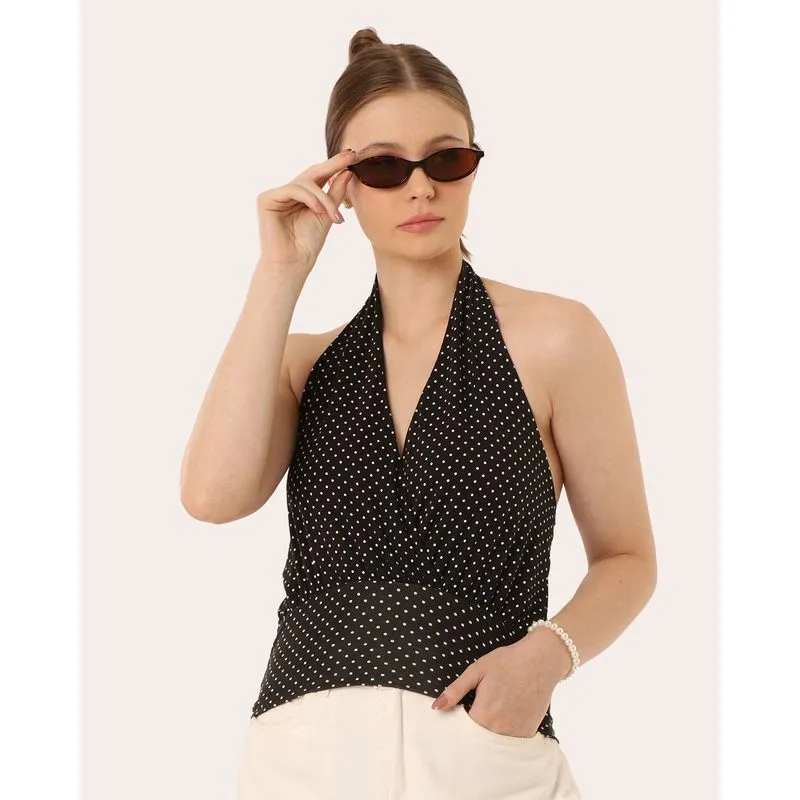 Blusa Feminina Frente Única Poá Preta M
