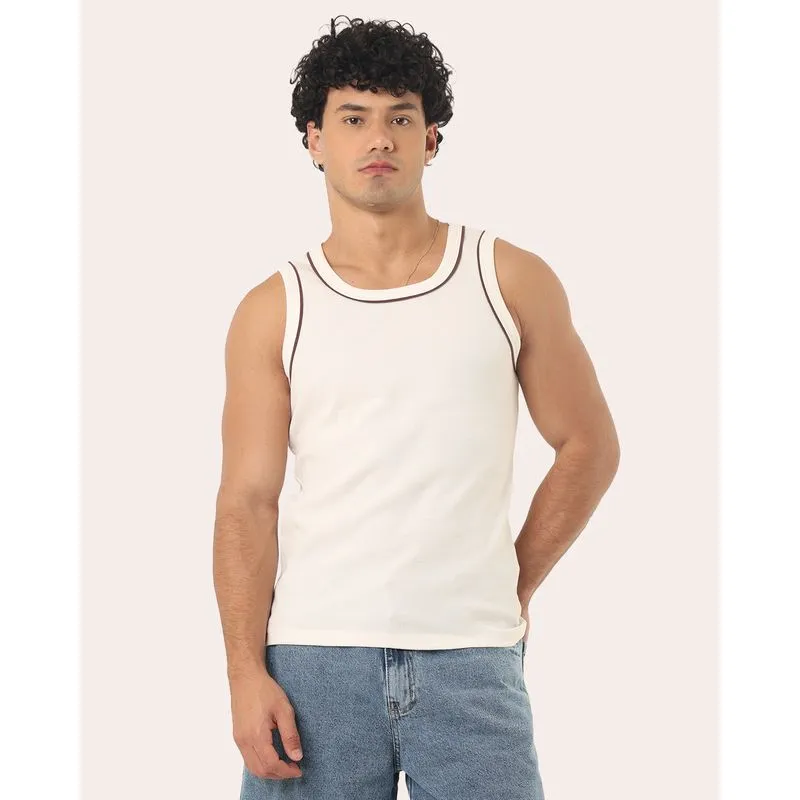 Regata Masculina Canelada Off White GG