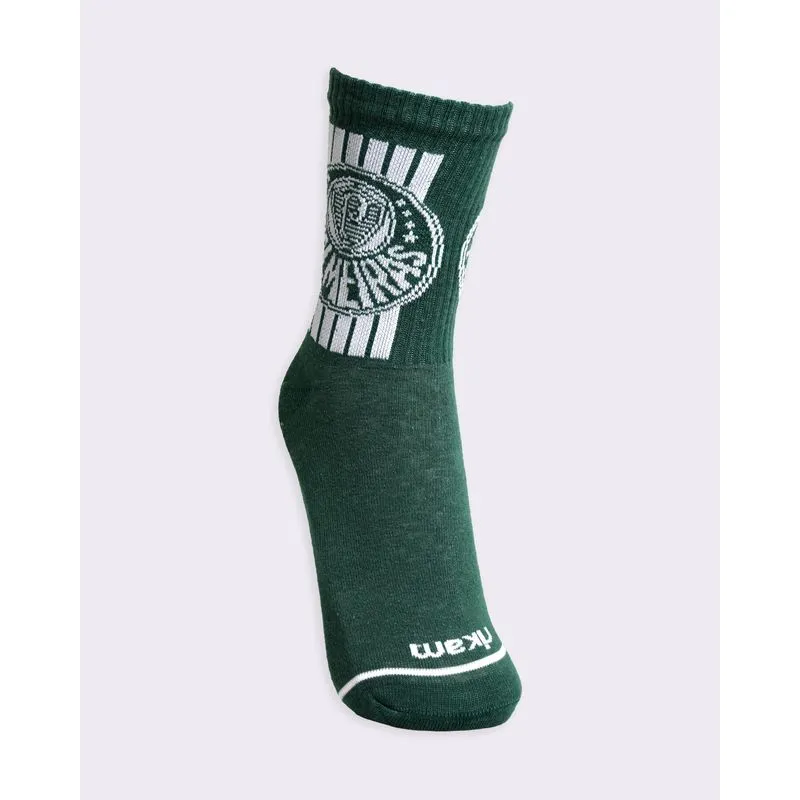 Meia Masculina Cano Alto Estampa Palmeiras Verde 38 A 43