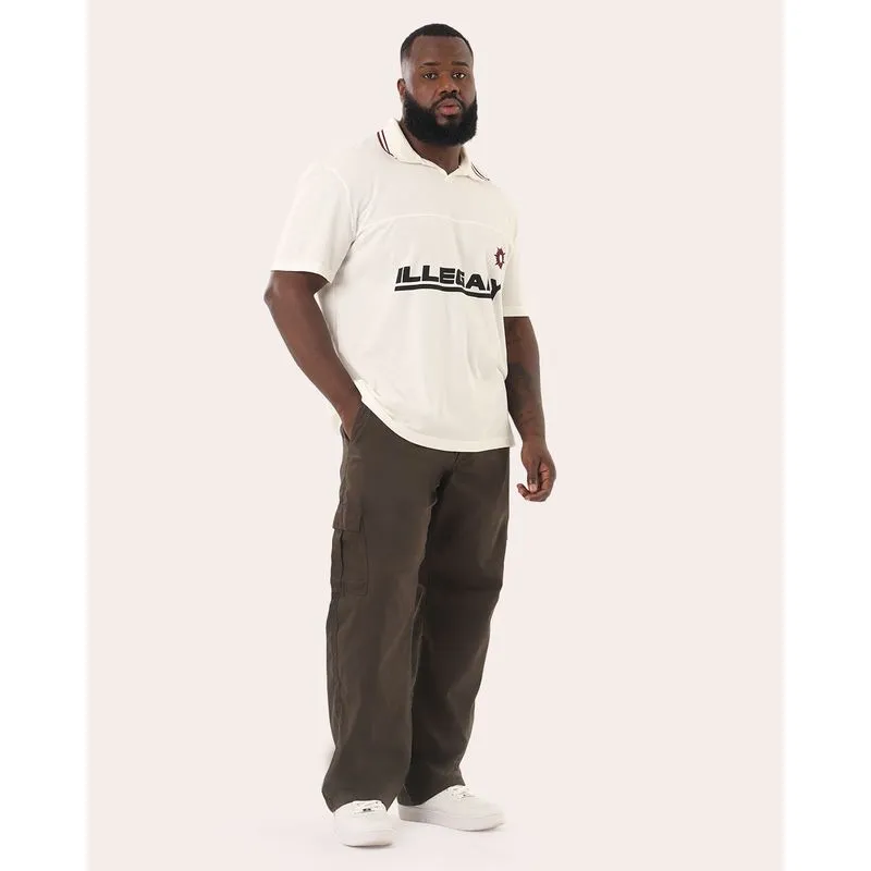 Calça Sarja Plus Size Masculina Reta com Bolsos Cargo Marrom P