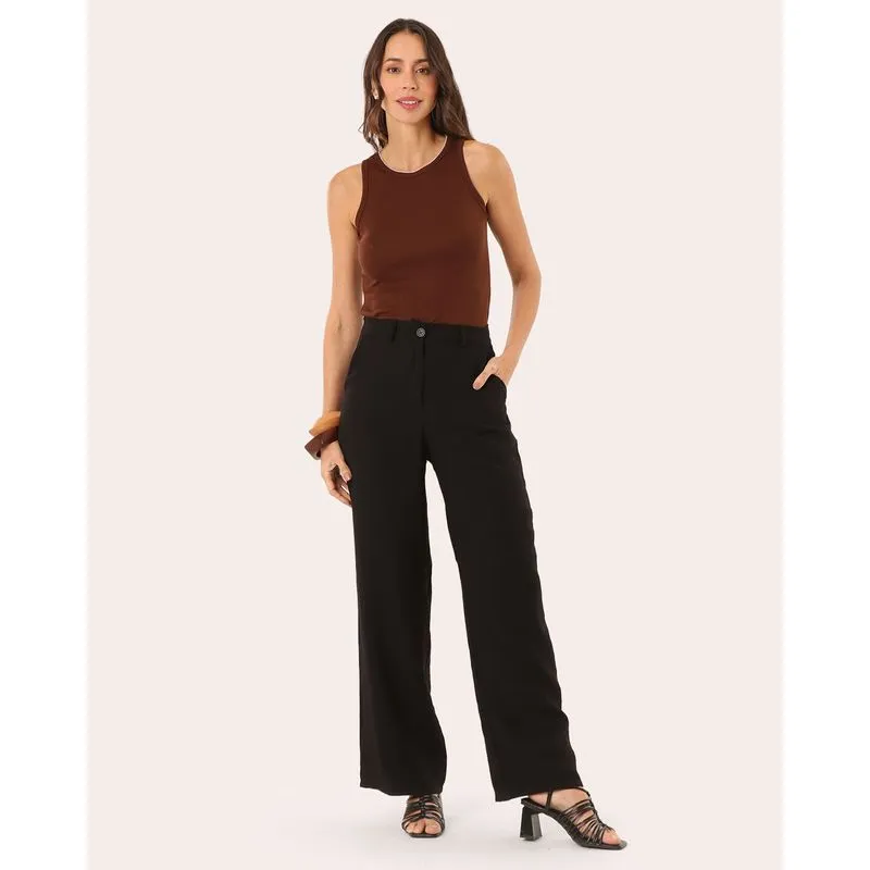 Calça Feminina Alfaiataria Wide Leg Preta M
