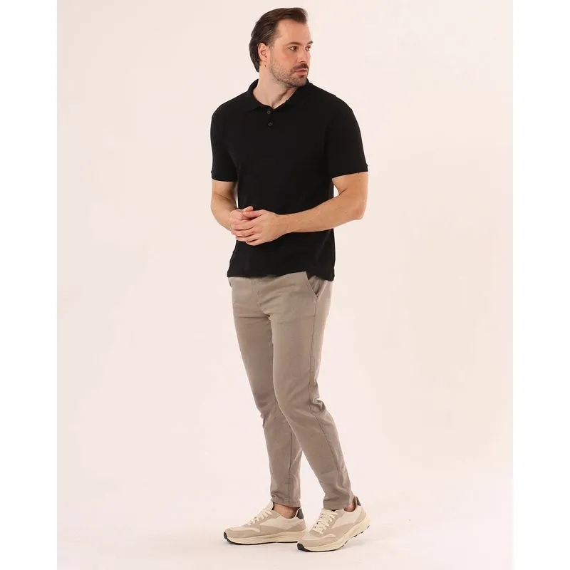 Calça Sarja Masculina Slim Texturizada Bege G4