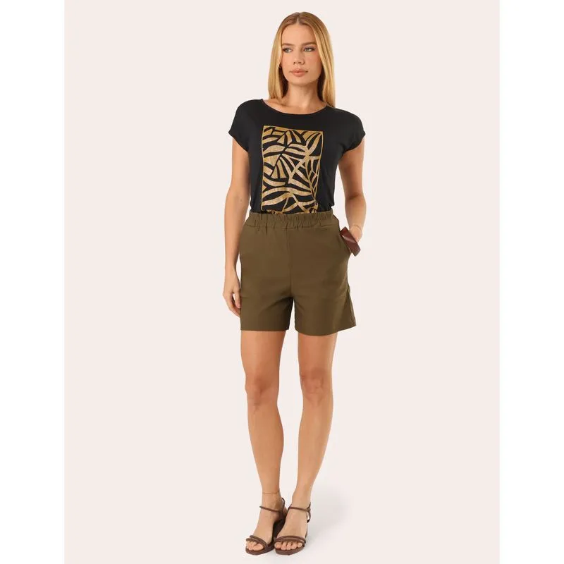Bermuda Feminino Bengaline Cós Elástico Verde M