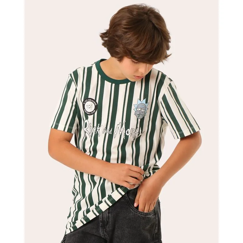 Camiseta Juvenil Algodão Rick And Morty Listrada Off White 8