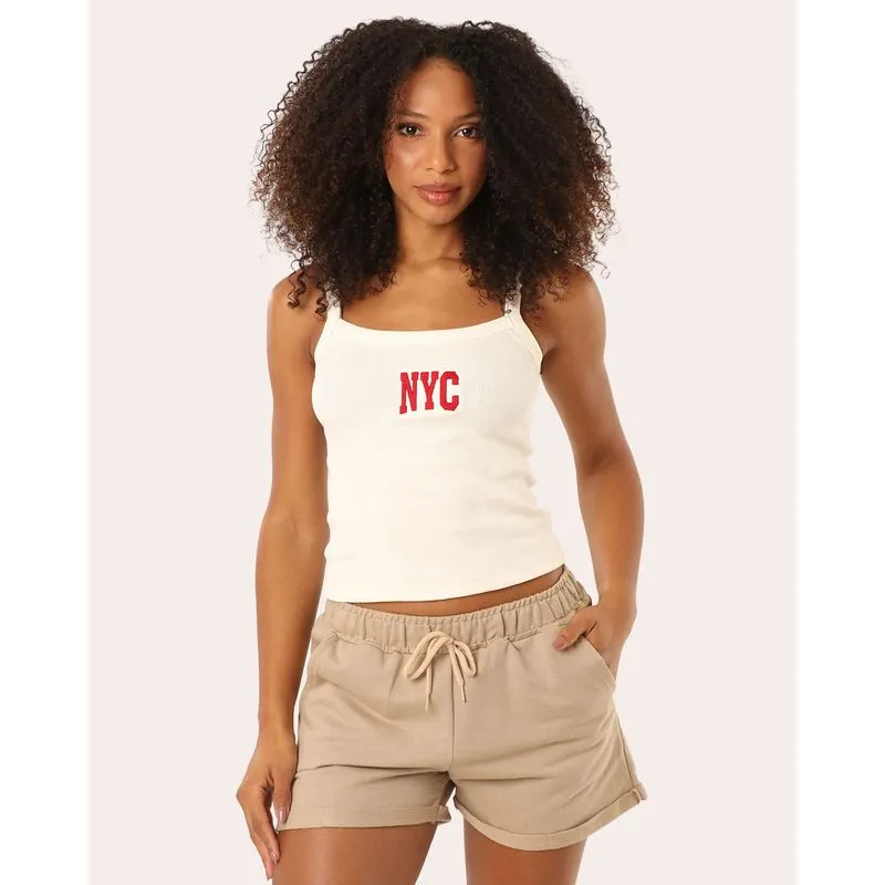 Blusa Feminina Ribana Alcinha Bordada NYC Off White PP
