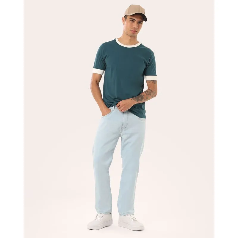 Calça Jeans Masculina Slim com Bolsos Azul Claro 44