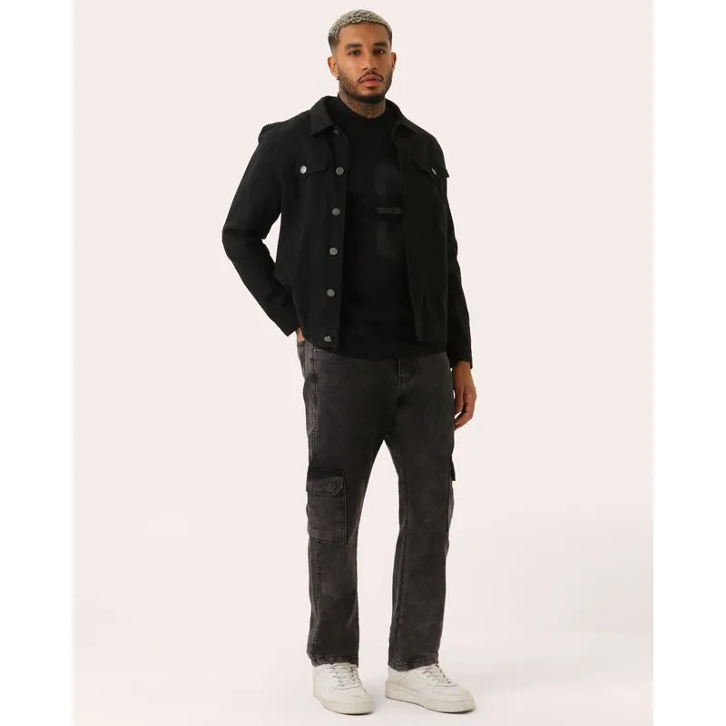 Calça Jeans Masculina Cargo Preta 50