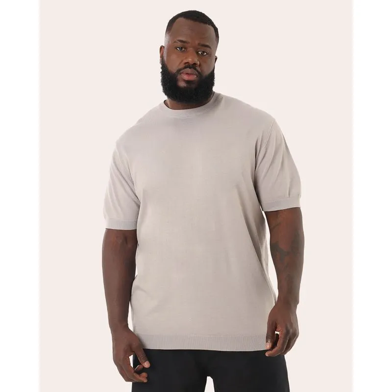 Camiseta Plus Size Masculina Viscose Tricô Cinza G3