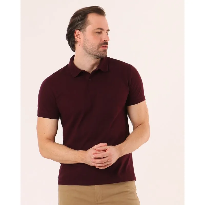 Camisa Polo Masculina Manga Curta Vinho XG