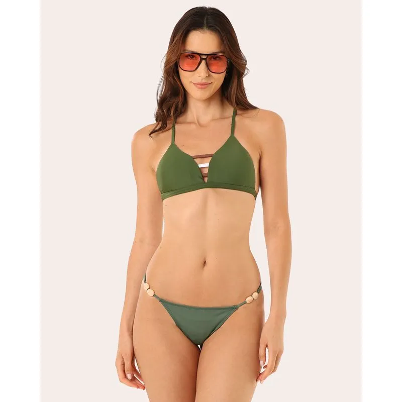 Biquíni Top Feminino Triângulo Tricolor Verde G