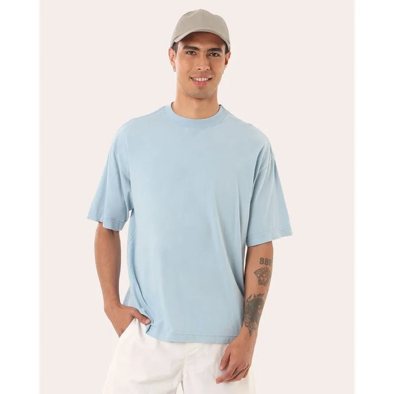 Camiseta Masculina Algodão Box Estonado Azul G2