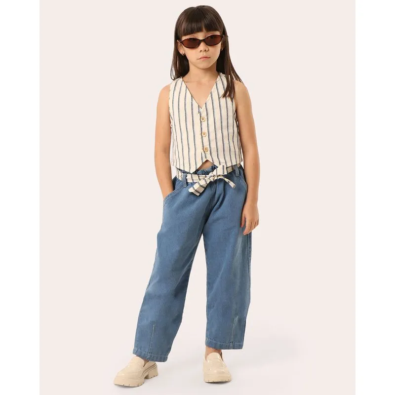 Calça Jeans Infantil Ballon Clochard com Cinto Azul 10
