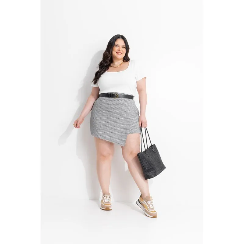 Shorts Saia Malha Colméia Cinza GG
