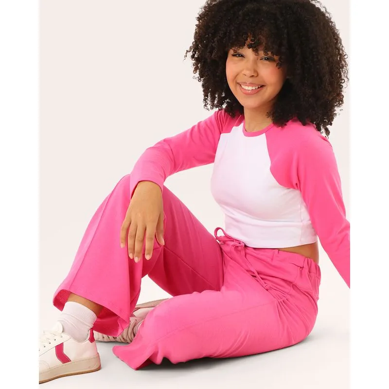 Calça Juvenil Moletinho Wide Leg Rosa 16