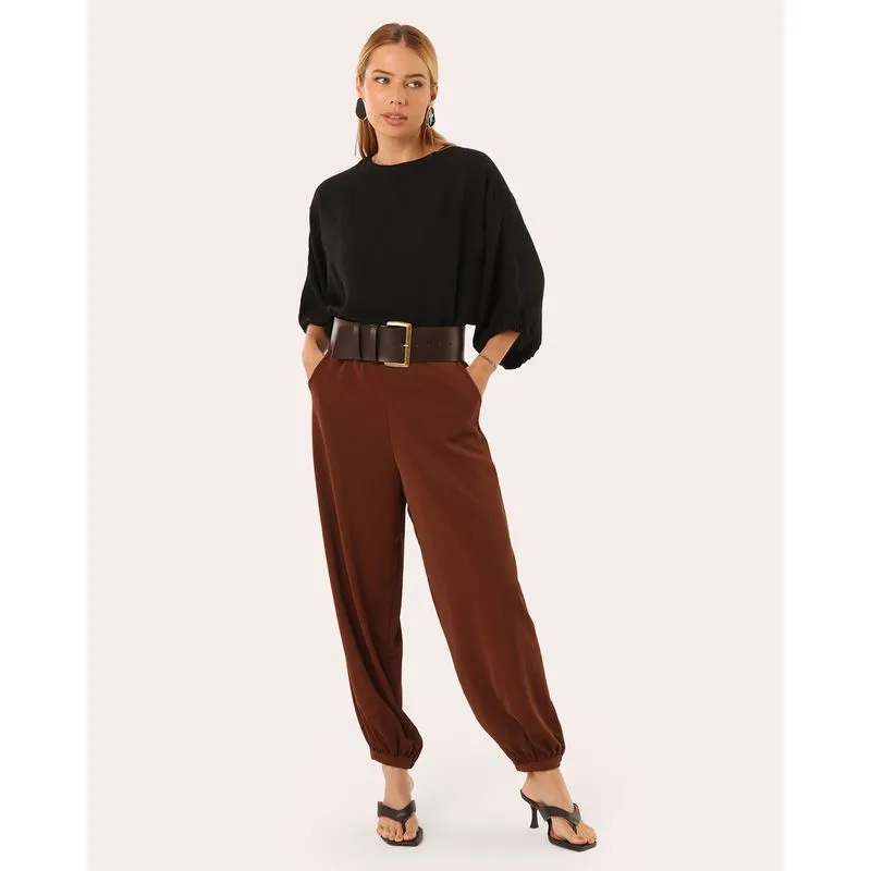 Calça Feminina Aladim com Bolsos Marrom G
