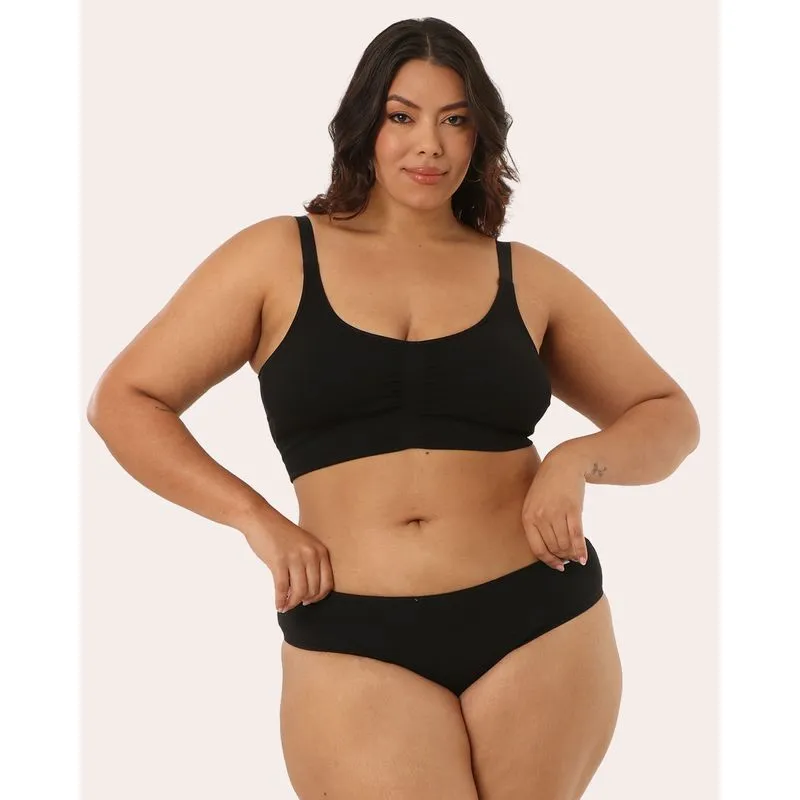 Calcinha Tanga Plus Size Feminina Cotton Preta 46