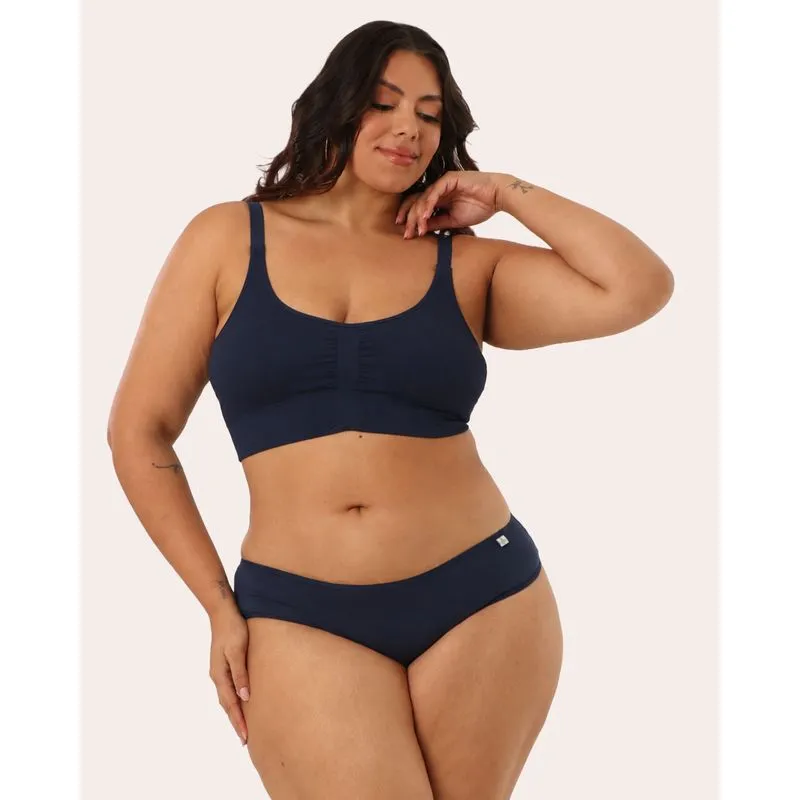 Calcinha Tanga Plus Size Feminina Cotton Marinho 50