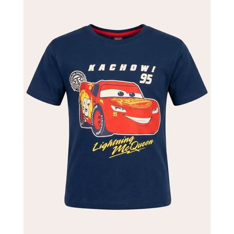 Camiseta Infantil Disney McQueen Manga Curta Marinho 4