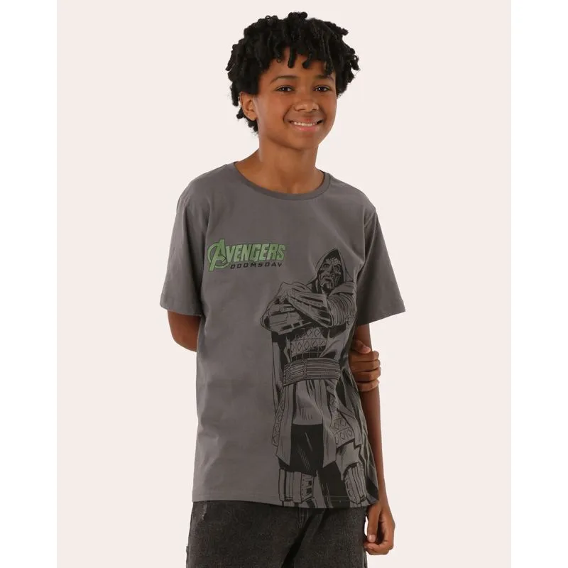 Camiseta Juvenil Os Vingadores Doomsday Manga Curta Cinza 18