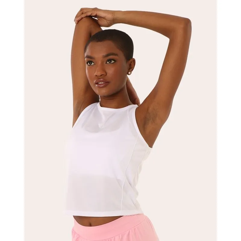 Regata Fitness Feminina Dry Fit com Recortes Branca GG