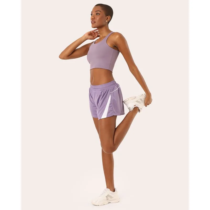 Short Fitness Feminino Dry Fit Recorte Contrastante Roxo P