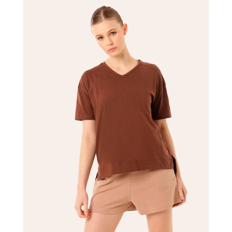 Camiseta Fitness Feminina Fitter Furadinha Marrom GG