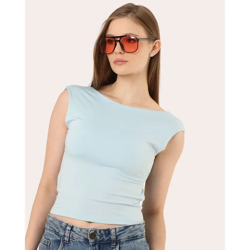 Blusa Feminina Suplex Decote Costas Azul Claro G