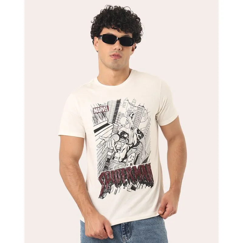 Camiseta Masculina Algodão Marvel Homem-Aranha Off White PP