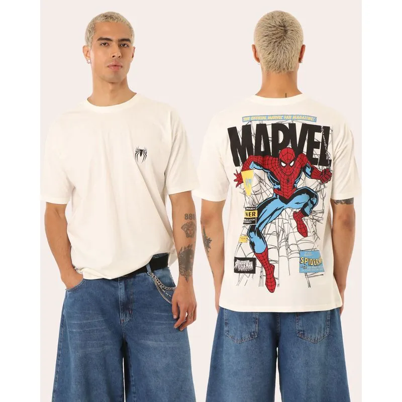 Camiseta Masculina Frente e Costas Homem-Aranha Off White PP