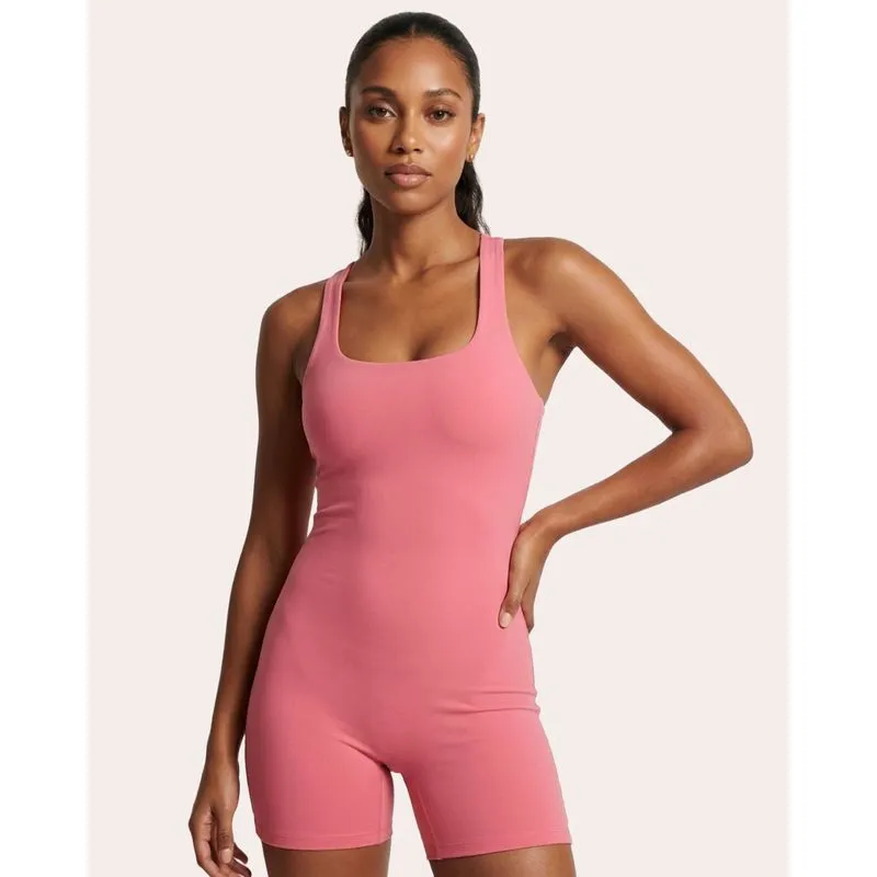 Macaquinho Fitness Feminino Fitter com Pingente Proteção UV Rosa P