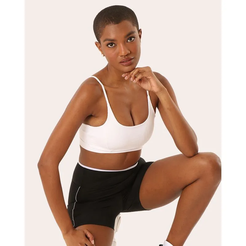 Short Fitness Feminina Fitter Cós Transpassado Friso Preto GG