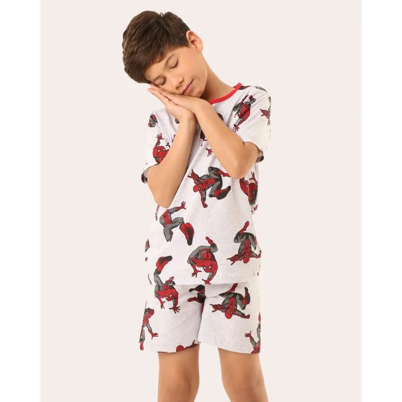 Pijama Infantil Marvel Homem-Aranha Manga Curta Cinza 6