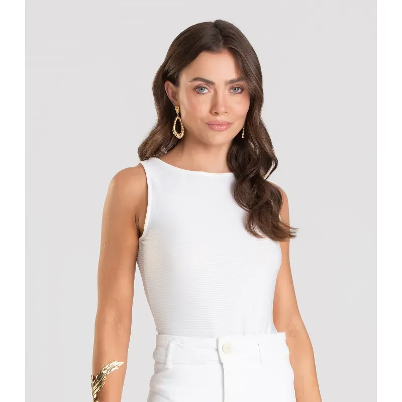 Body Feminino Canelado Dianna Bege P