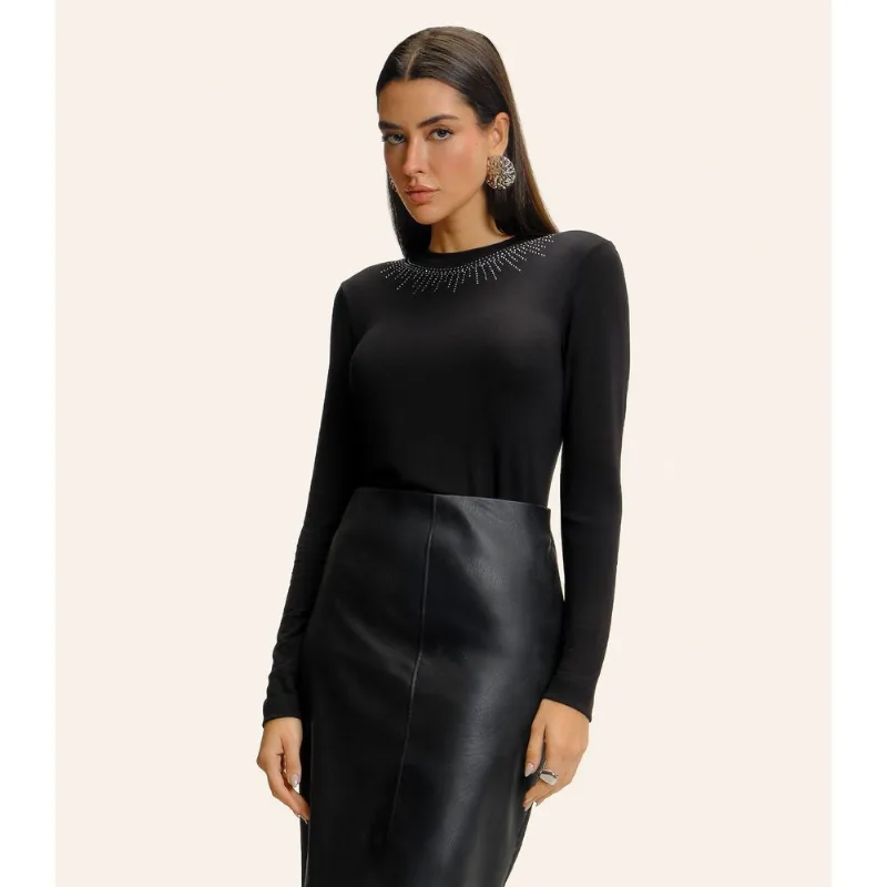 Blusa Feminina Manga Longa em Visco Tricot Endless Preto G