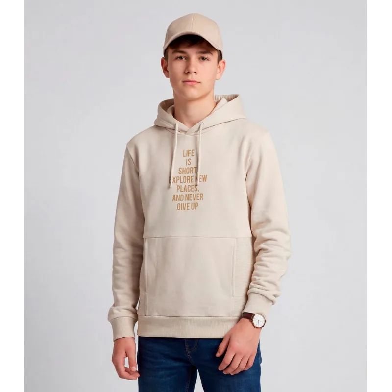 Blusão Juvenil Moletom Com Capuz E Bolsos Minty Bege 18