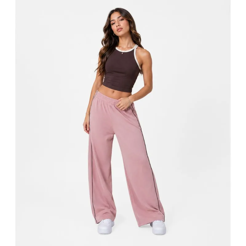 Calça Juvenil Wide Leg Moletom Felpado Minty Rosa 14