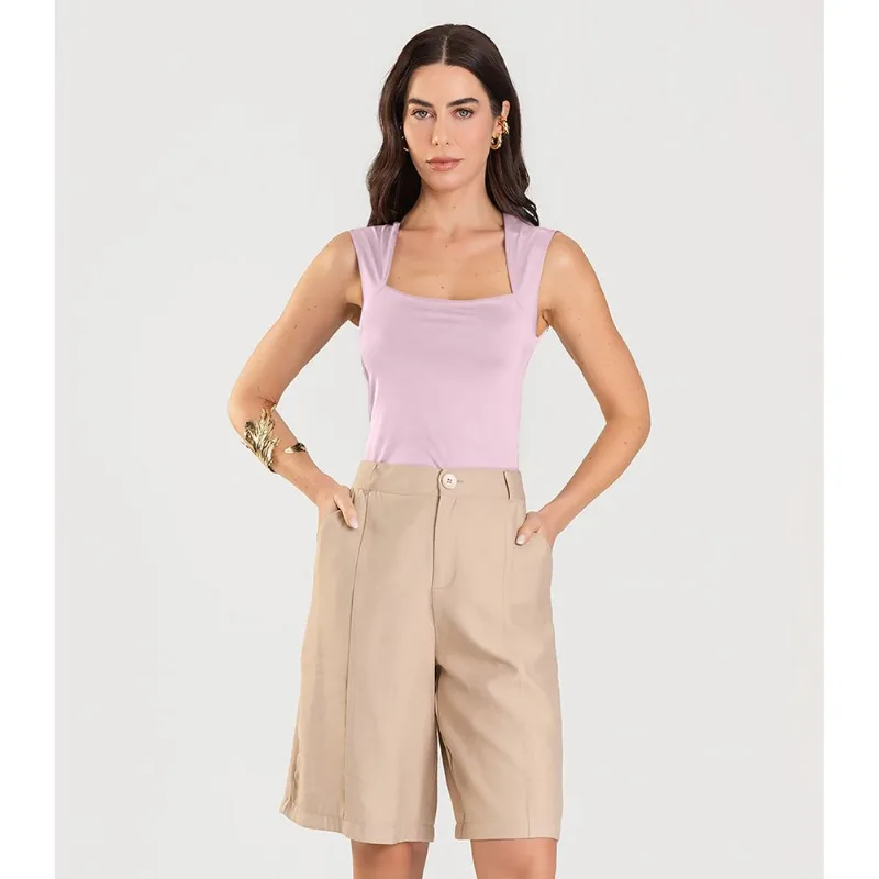 Blusa Feminina Com Decote Quadrado Dianna Rosa GG