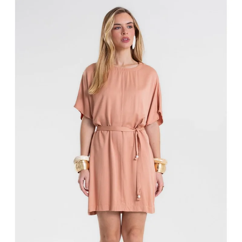 Vestido Feminino Curto Com Cinto Viscose Endless Marrom M