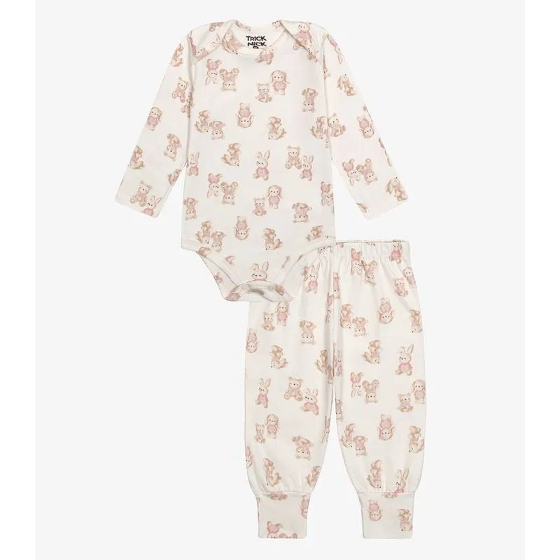 Conjunto Body com Calça Menina Trick Nick Bege G