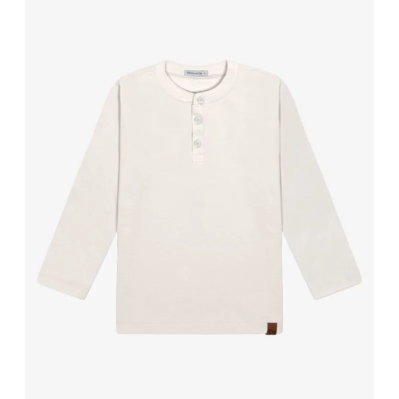 Polo Infantil Manga Longa Menino Trick Nick Bege 8