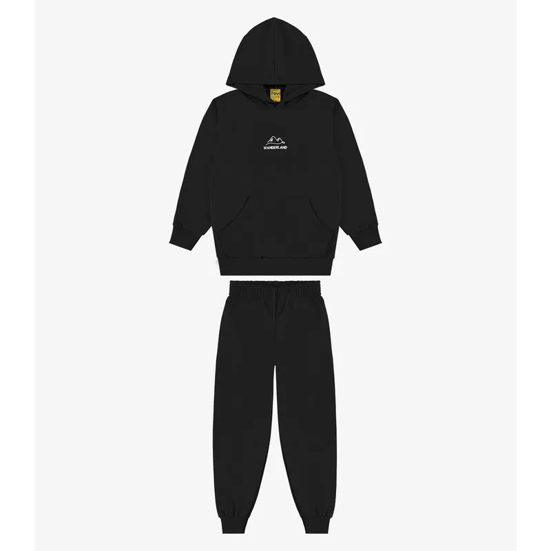 Conjunto Blusão de Capuz e Calça Moletom Rovi Kids Preto 4