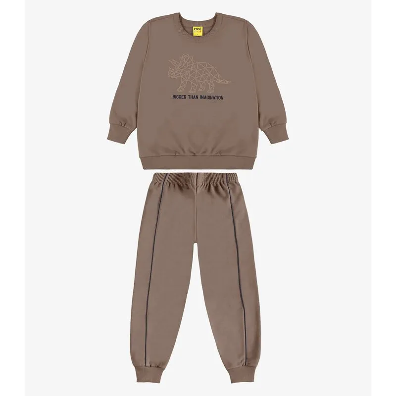 Conjunto Blusão e Calça Moletom Rovi Kids Marrom 3