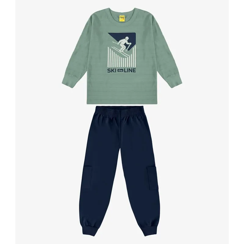 Conjunto Camiseta com Calça Meia Malha Rovi Kids Verde 6
