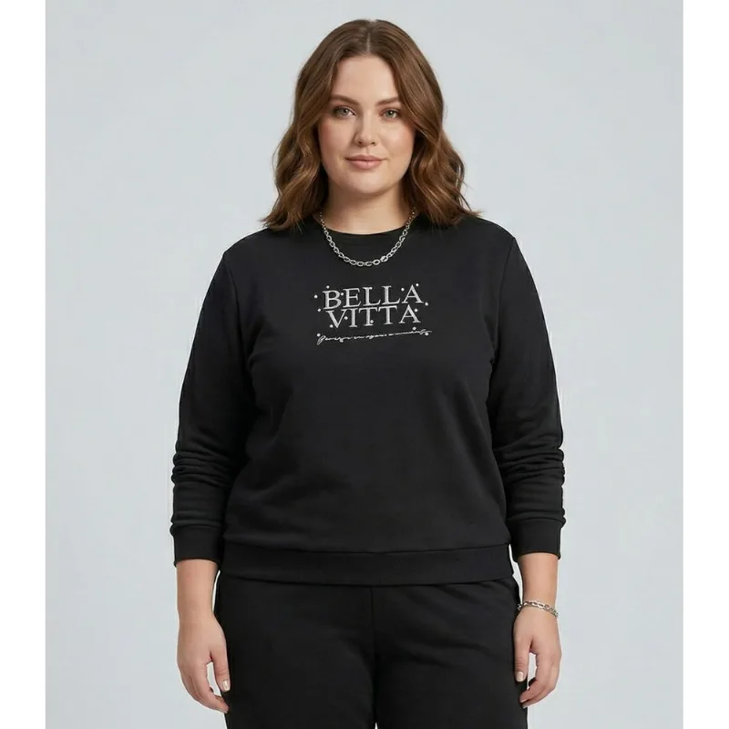 Blusão Feminino Plus Size Secret Glam Preto Plus G3