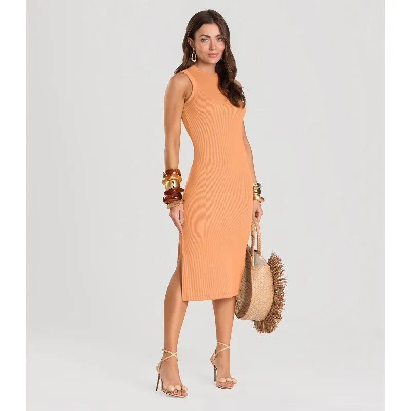 Vestido Midi Canelado Dianna Laranja GG