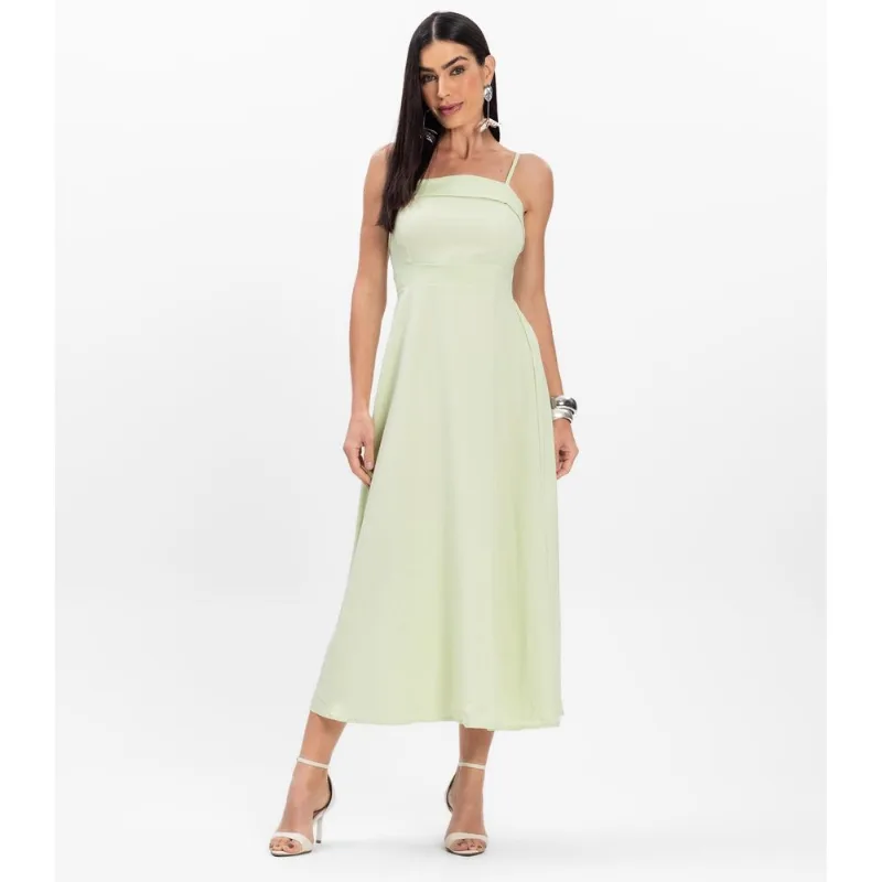 Vestido Midi Feminino De Alcinha Atrativa Modas Verde M
